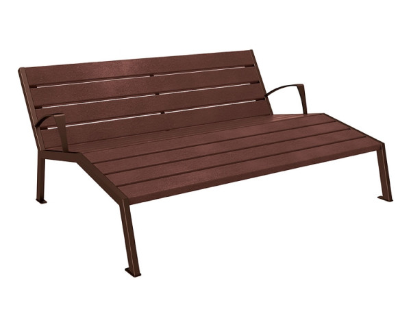 Procity Liegestuhl Silaos®, Mit Armlehne, Stahl & Recycling-Kunststoff, Braun/RAL 8017, 209665.8017