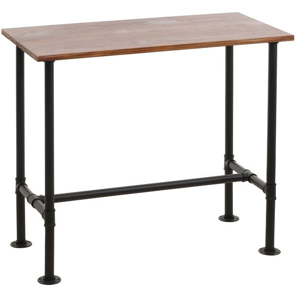 Mendler Bartisch HWC-N21, Thekentisch Bistrotisch, Fußablage Industrial Metall Massiv-Holz Kiefer 108x120x61cm, braun, 106026