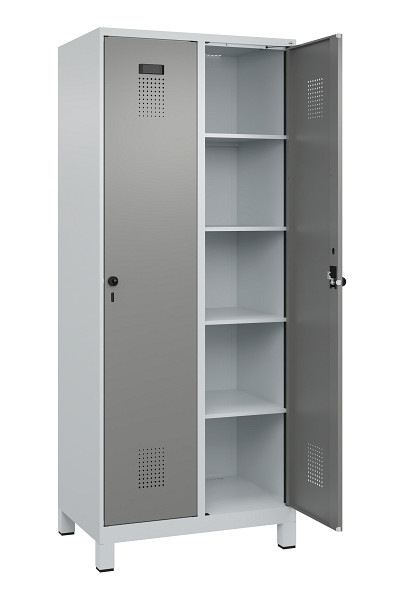 C+P Wäsche-Spind Evolo PLUS, mit Füßen, 2 Abteile, 1950x800x500mm, 7035/0004, Verschluss Drehriegel, Ablageböden 8, 049010-22B S10014