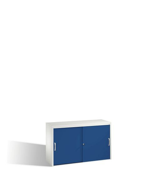 C+P Sideboard mit Schiebetüren Acurado, H720xB1200xT400mm, Farbe: Lichtgrau / Enzianblau, Bügelgriff, 2 OH, 5723-00 S10105
