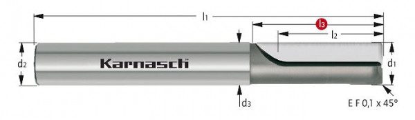 Karnasch PKD-Schaftfräser HSC mit 15/20 mm PKD Schneidenlänge d= 12,0 / L2= 7 / L3= 8 / Z=2, 306526120007