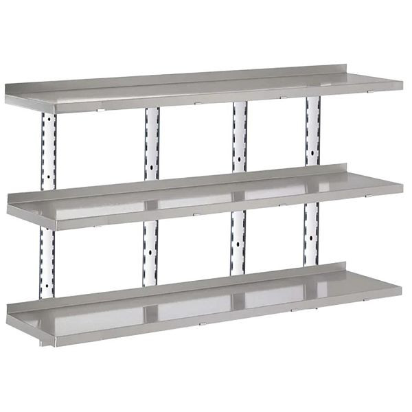 Gastro M Komplettes Regal 3 Ebenen 200x40cm - Vollständiges Montageset (Ohne Schrauben), HZ767