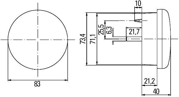 HELLA Blinkleuchte - 83mm - LED - 24V - Anbau/geschraubt - Lichtscheibenfarbe: glasklar - Kabel: 2500mm - vorne, 2BE 980 690-301