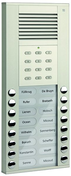 TCS Audio Außenstation Serie ASE 16 Klingeltasten (rechts-/linksbündig) mit integriertem Codeschloss, AP silber, ASE51160-0010