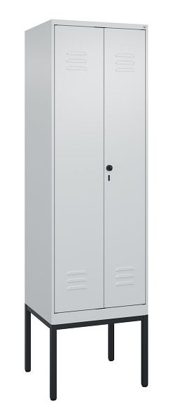 C+P Umkleidespind Classic PLUS, Doppel-Spind, Gestell, 2 Abteile, 2120x600x500mm, 7035/7035, Drehriegel, 0800327-20P S10009
