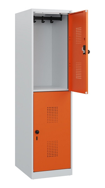 C+P Doppelstöckiger Spind Evolo PLUS, 2 Fächer, 1530x400x500mm, 7035/2004, Drehriegel, 0493005-12 S10002