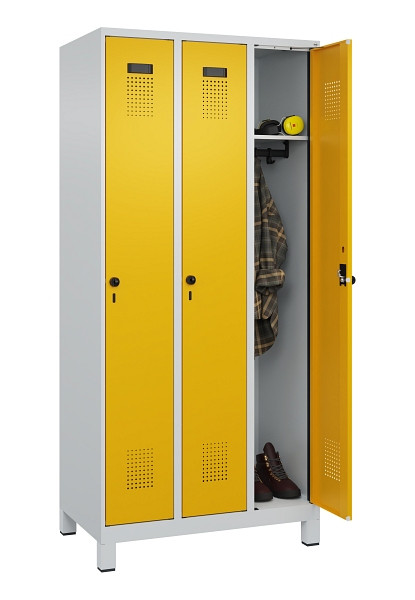C+P Spind Evolo PLUS, mit Füßen, 3 Abteile, 1950x900x500mm, 7035/1004, Verschluss Drehriegel, Ablageböden 3, 049010-30 S10000