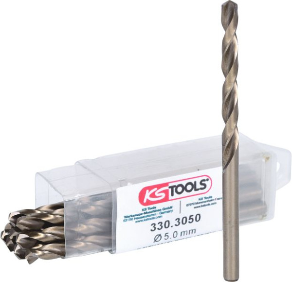 KS Tools HSS-G Co 5 Spiralbohrer, 5mm, VE: 10 Stück, 330.3050
