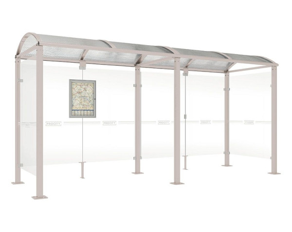 Procity Wartehalle Vierkantrohr - 2 Seitenverkleidungen, Farbe RAL 7044, Maße: Breite 5000 x Höhe 2560 x Tiefe 1600 mm, 529319.7044