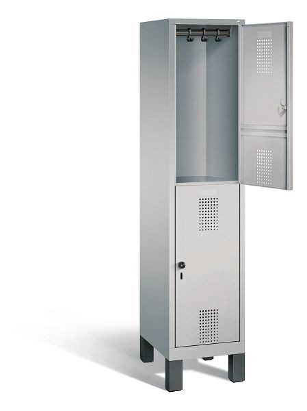 C+P Spind doppelstöckig Evolo, H1850xB420xT500mm, Farbe: Weißaluminium, 48310-12 S10093