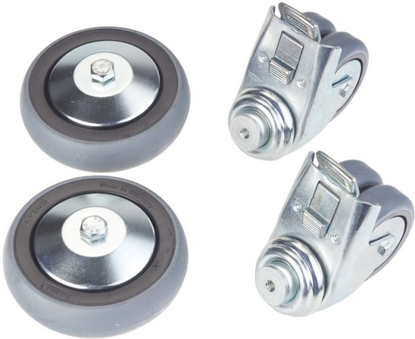 Hazet Satz Räder, bestehend aus: 2 Scheibenrädern, 125 mm Ø, komplett 2 Doppel-Lenkrollen, 75 mm Ø, mit Feststellern, 160-0119