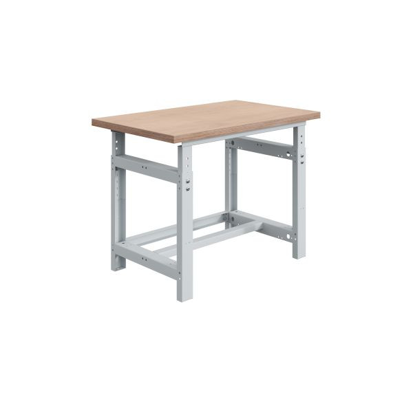 SOFAME SI Werkbank, mechanisch höhenverstellbar, B 1500 x T 750 x H 780 bis 1060 mm, Multiplex-Arbeitsplatte 40 mm, Lichtgrau RAL 7035, W010010030GC