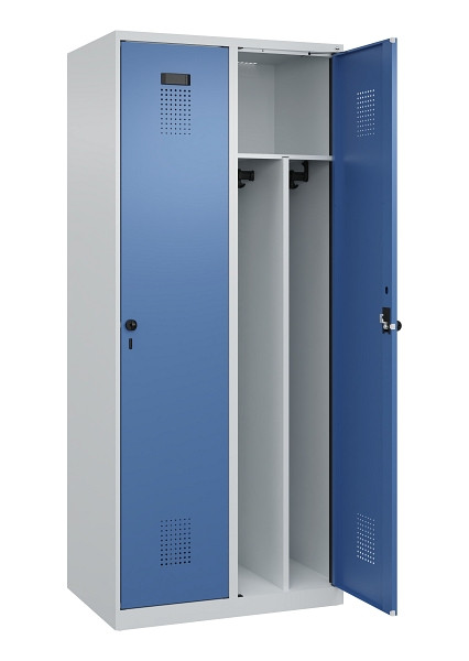 C+P Spind Evolo PLUS, 2 Abteile, 1850x800x500mm, 7035/5023, Verschluss Drehriegel, 049000-22F S10008