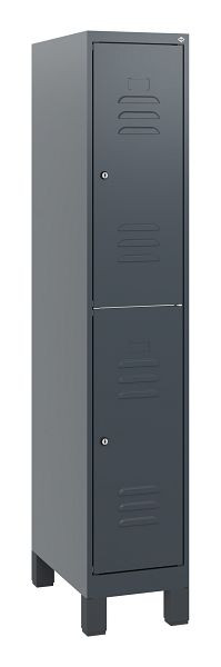 C+P Doppelstöckiger Spind Classic PLUS, Füße, 1630x300x500mm, 7016/7016, Zylinderschlösser, 0803105-10 S10042