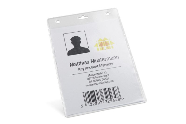 Eichner PVC-Ausweishülle A6 hoch - transparent, 115 x 155/175 mm mit Euroloch und 2 Rundlöchern, VE: 100 Stück, 9218-06022-110