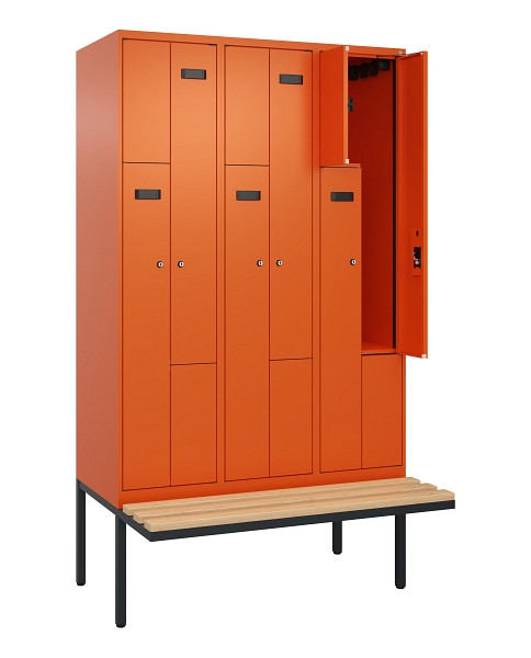 C+P Z-Spind Evolo PLUS, Bank, 6 Fächer, 2120x1200x815mm, 2004/2004, Zylinderschloss, Sitzfläche Holz, 0490437-326 S10050