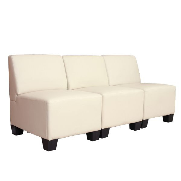 Mendler Modular 3-Sitzer Sofa Couch Lyon, Kunstleder, creme, ohne Armlehnen, 3x21690