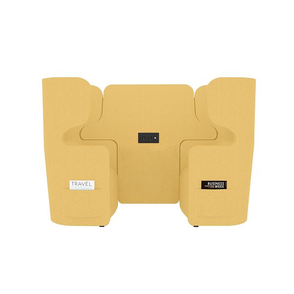 Bisley Raum in Raum Lösung Vivo, Zweisitzer, Hohe Rückenlehne, 2 Seitentaschen, 2 Steckdosen und 2 USB Anschlüsse, NE0053 gelb, VIVH2SETPS2.NE0053
