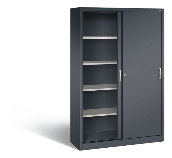 C+P Schiebetürenschrank Acurado, H1950xB1200xT400mm, Farbe: Schwarzgrau, Bügelgriff, 5 OH, 2040-00 S10166