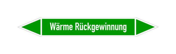 Schilder Klar Rohrleitungskennzeichen Wärme Rückgewinnung, 187x26 mm Folie selbstklebend, 101477/61