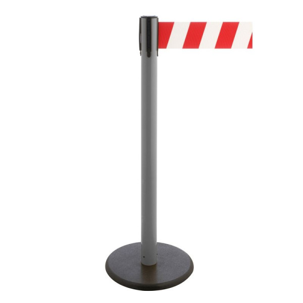 Stein HGS Personenleitsystem -P-Line Premium-, anthrazit, rot/weiß diagonal (schraffiert), mit magnetischem Gurtendstück, Gurtlänge: 3,8 m, 34241a-1304