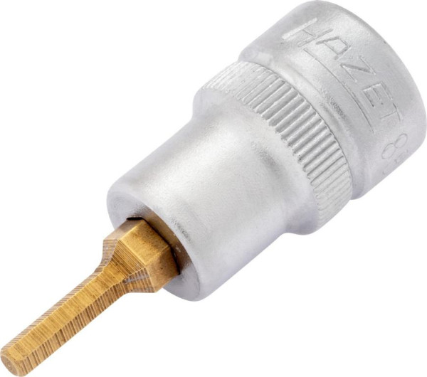 Hazet Schraubendreher-Steckschlüsseleinsatz, Vierkant hohl 10 mm, Innen-Sechskant Profil, 3 mm, extrakurz Mit Rändelung, 8801K-3