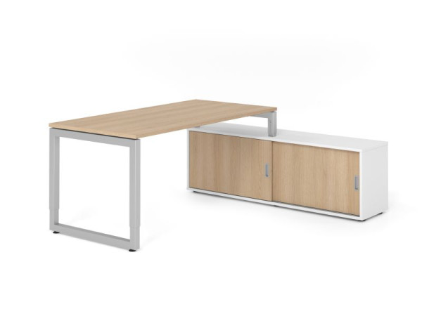 Hammerbacher Aufsatz-Schreibtisch RSE16, 160x80cm, Platte: Eiche, 25mm dick, Rahmen Silber, höheneinstellbar, Ahorn, SB/E/S/W/E, VRSE16SB/E/S/W/E