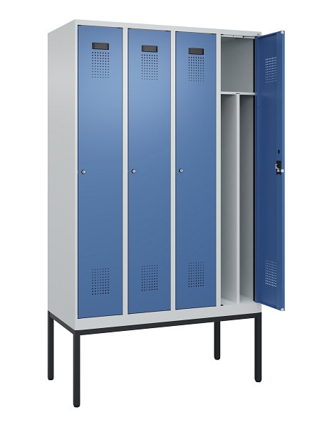C+P Spind Evolo PLUS, Gestell, 4 Abteile, 2120x1200x500mm, 7035/5023, Verschluss Zylinderschloss, 0490307-40F S10035