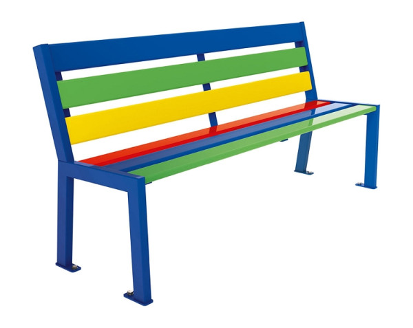 Procity Sitzbank Silaos® Mit Rückenlehne, Grundschul Version, Mehrfarbig, RAL rot 3020, gelb 1023, grün 6018, blau 5011/RAL 5011, 299007