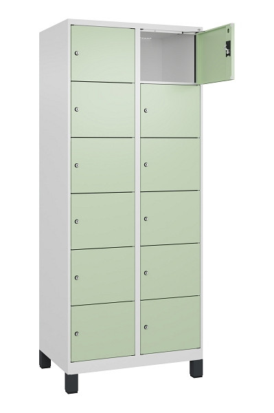 C+P Schließfachschrank Evolo PLUS, mit Füßen, 12 Fächer, 1950x800x500mm, 9016/6, 049010-226 S10019