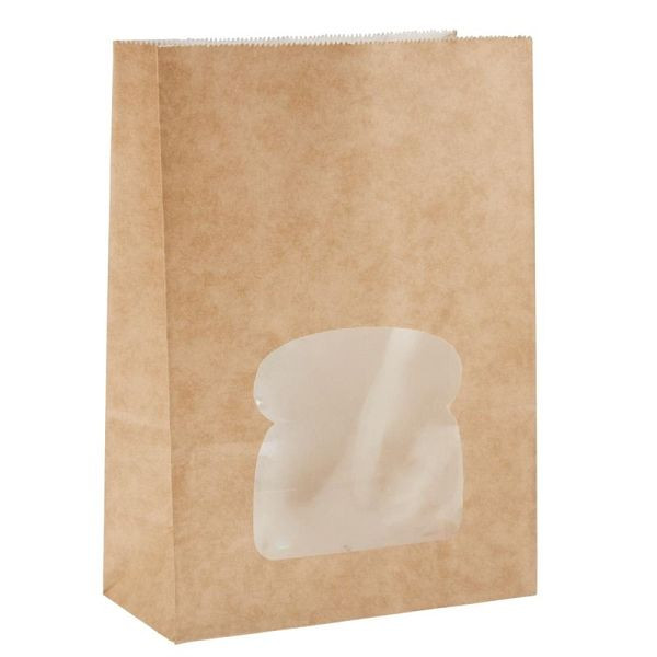 Colpac Recycelbare Sandwichtüten aus Papier mit Sichtfenster braun, VE: 250 Stück, FA382
