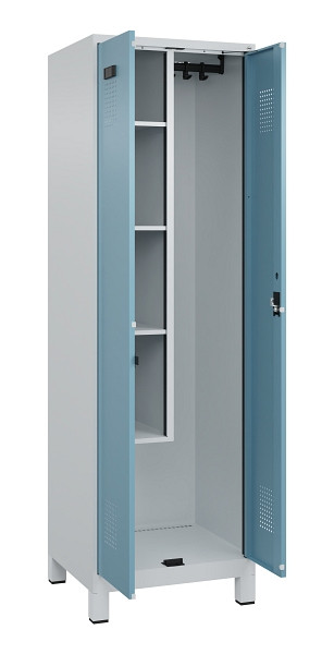 C+P Putzmittel-Spind Evolo PLUS, mit Füßen, 2 Abteile, 1950x600x500mm, 7035/001, Zylinderschloss, 049110-00 S10036
