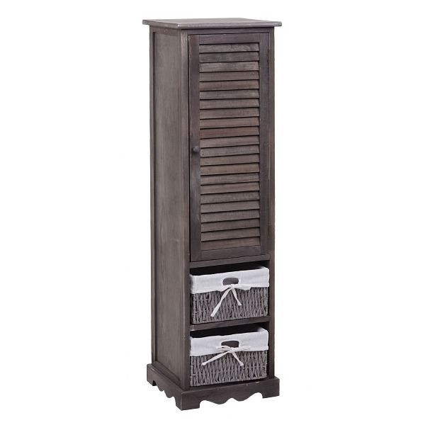 Mendler Badezimmerkommode HWC-H20, Badezimmer Schrank Badschrank Badregal, 120x27x29cm Massiv-Holz, shabby grau-braun, 94456