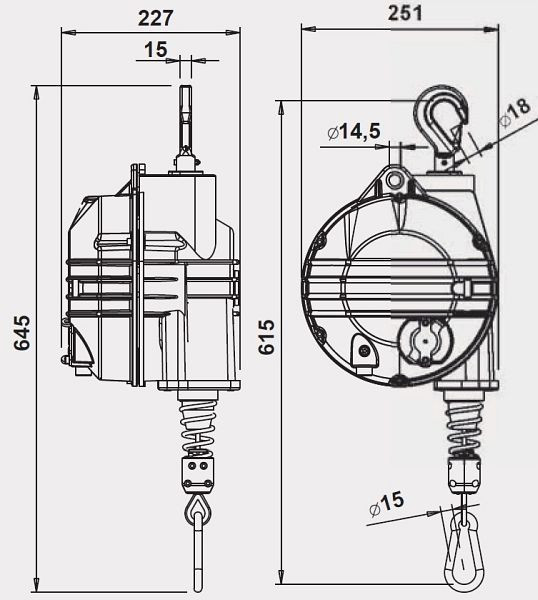 Brinkmann Balancer - Traglast: 12 - 20 kg und Seillänge: 2700 mm aus Edelstahl, 6410 9520