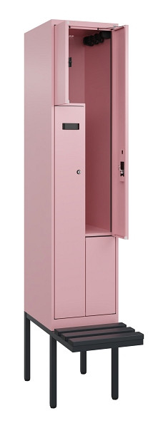 C+P Z-Spind Evolo PLUS, Bank, 2 Fächer, 2120x400x815mm, 3015/3015, Zylinderschloss, Material Sitzfläche Kunststoff, 0490437-122 S10105