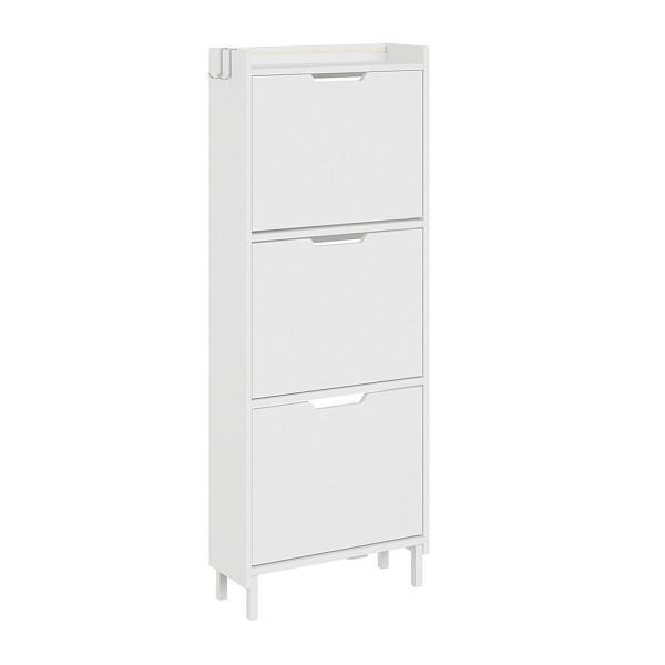 SoBuy Schuhschrank in Weiß, Klappbares Schuhregal aus MDF, Faltbarer Schrank für den Flur, 50×19×131 cm, Tragkraft 25 kg, FSR151-H-E-W