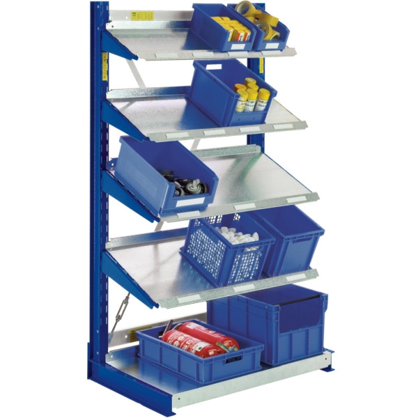 BITO Kragarmregal Set /1980x1088x700 NT300 IPE100 TypL A 1-seitig RAL5010 Schrägboden, C0670-0090