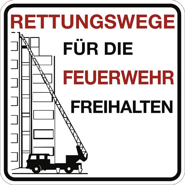 Moedel Rettungswege für die Feuerwehr freihalten, Aluminium, 500x500 mm, 60299