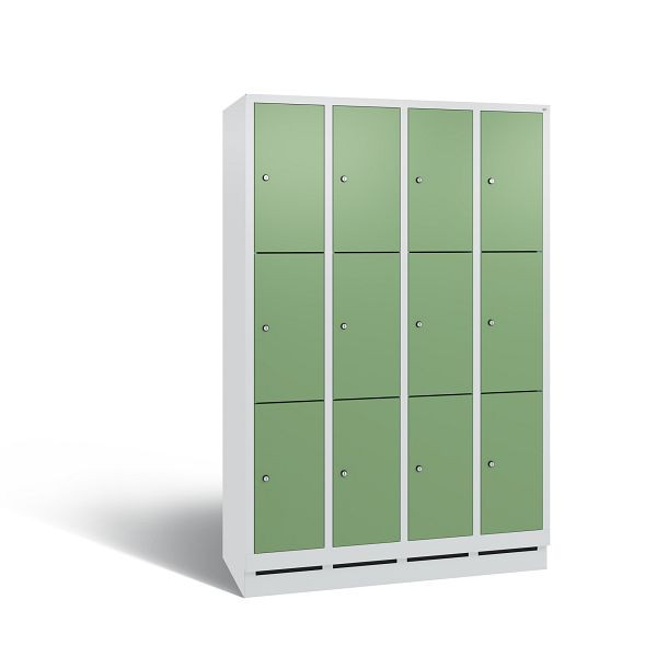 C+P Schließfachschrank Evolo, 12 Fächer, H1800xB1190xT500 mm, Grau/Resedagrün, 48020-403 S10265