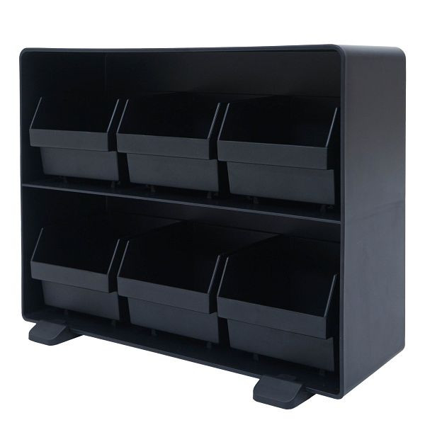 Mendler Teebeutelhalter HWC-M10, Teebox Aufbewahrungsbox, Teeaufbewahrung, 6 herausnehmbaren Fächer, 20x25x13 schwarz, 121816