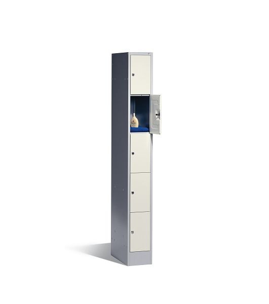 C+P Schließfachschrank Serie 8070, H1950xB240xT480mm, Farbe: Lichtgrau / Perlweiß, 80700-10 S10040