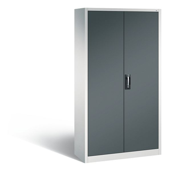 C+P Magazinschrank Serie 13, H1980xB1000xT420mm, Farbe: Lichtgrau / Anthrazitgrau, Muldengriff, 133144A24 S10011
