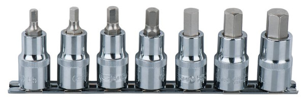 KS Tools 1/2" CHROMEplus Bit-Stecknuss-Satz Innensechskant, 7-teilig 5-14mm, kurz, 918.1335