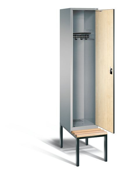 C+P Garderobenschrank Evolo, H2090xB420xT815mm, Farbe: Weißaluminium / Dekor Donau-Ahorn, 48050-12 S10162
