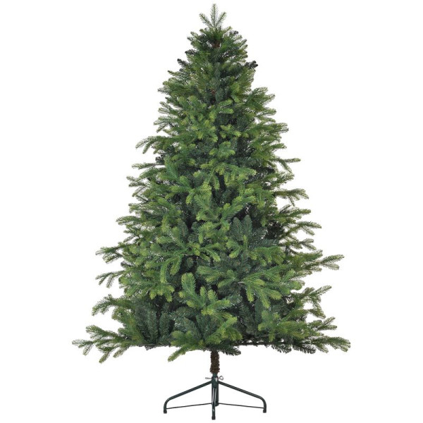 HOMCOM Künstlicher Weihnachtsbaum, realistisches Aussehen, flammhemmend, stabiler Metallfuß, 183 cm, Grün, 830-892V00GN