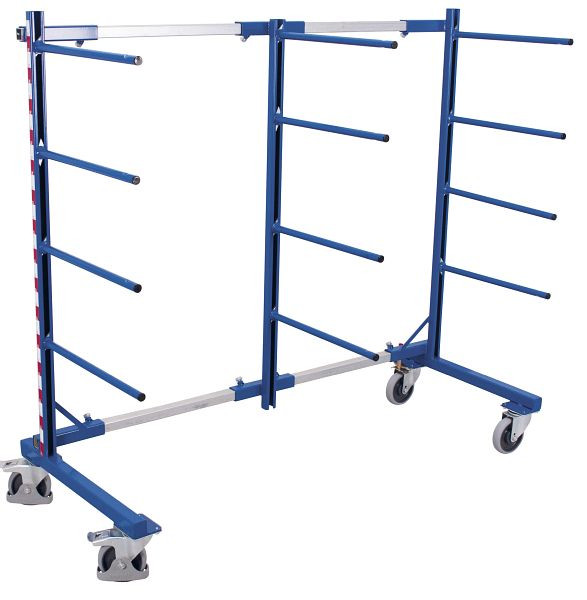 VARIOfit Tragarmwagen einseitig, Außenmaße: 840 - 3.200 x 800 mm, RAL 5010 enzianblau, sw-310.006