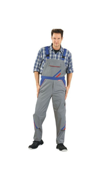 Planam Highline Latzhose, zink/kornblumenblau/rot, Größe 24, 2333024