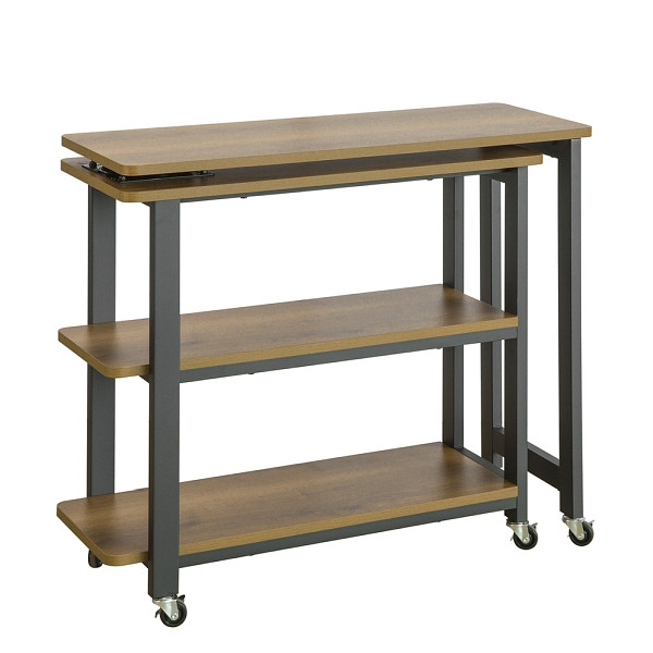 SoBuy Couchtisch mit 3 Fächern Dunkelbraun 132.5x30x68.5cm, Industriell, FWT83-PF