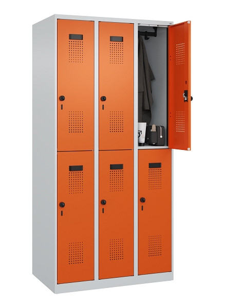 C+P Doppelstöckiger Spind Evolo PLUS, 6 Fächer, 1850x900x500mm, 7035/2004, Drehriegel, 049300-30 S10002
