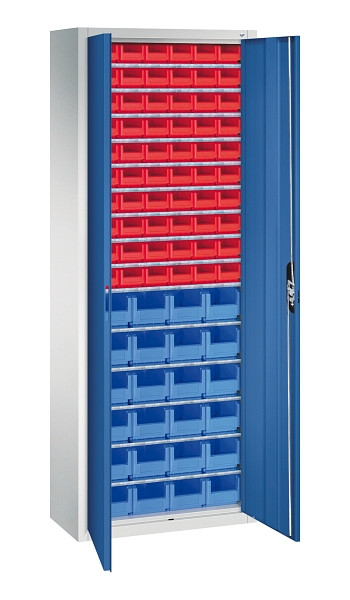 C+P Magazinschrank Serie 13, H1980xB700xT300mm, 7035/5010, Einlegeböden 15, 133113-22 S10142